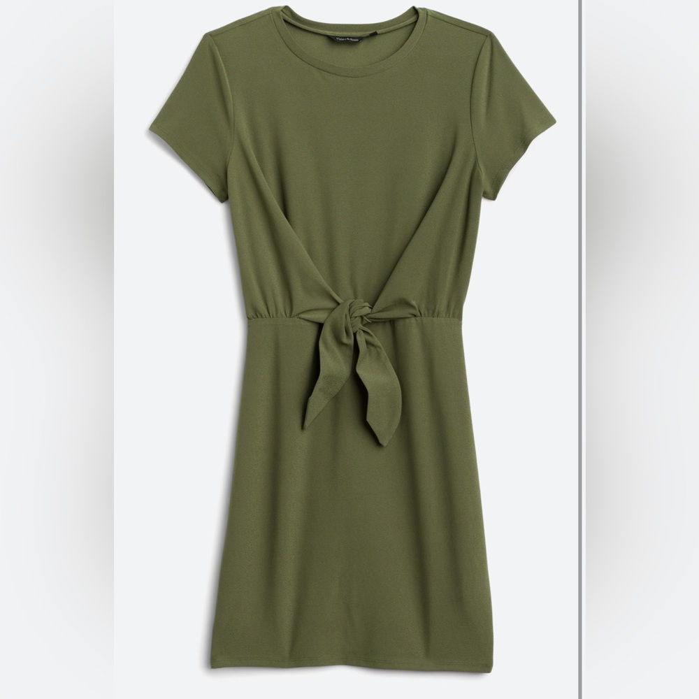 NWT Violets &Roses Army Green Tie front Short Sleeve Dress Size 8
